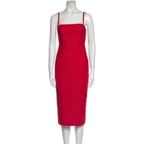 Fame &Partners Red Lace Sheath Sleeveless Dress Us 2